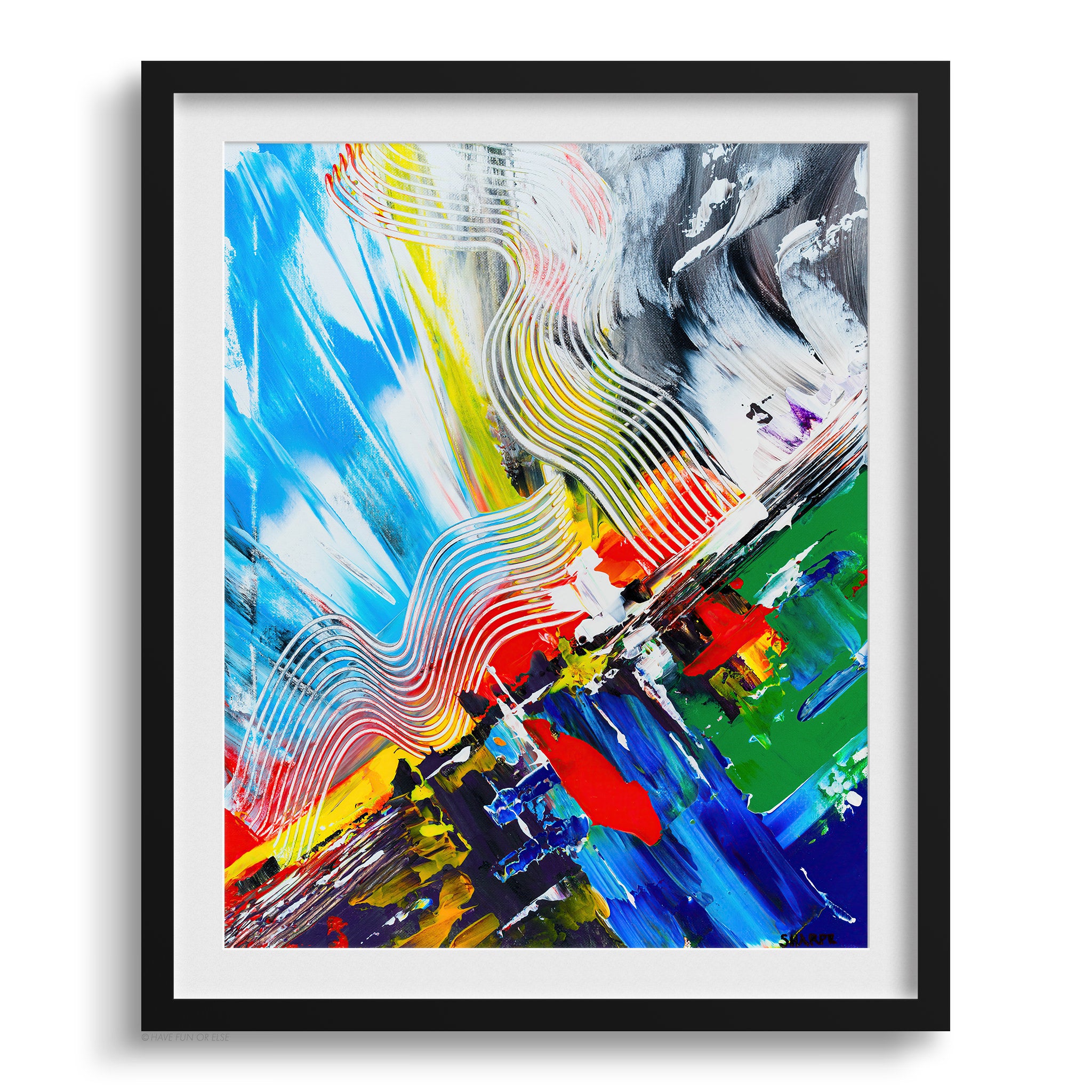 Doug Sharpe Colour Wave Abstract Art Print Black Frame