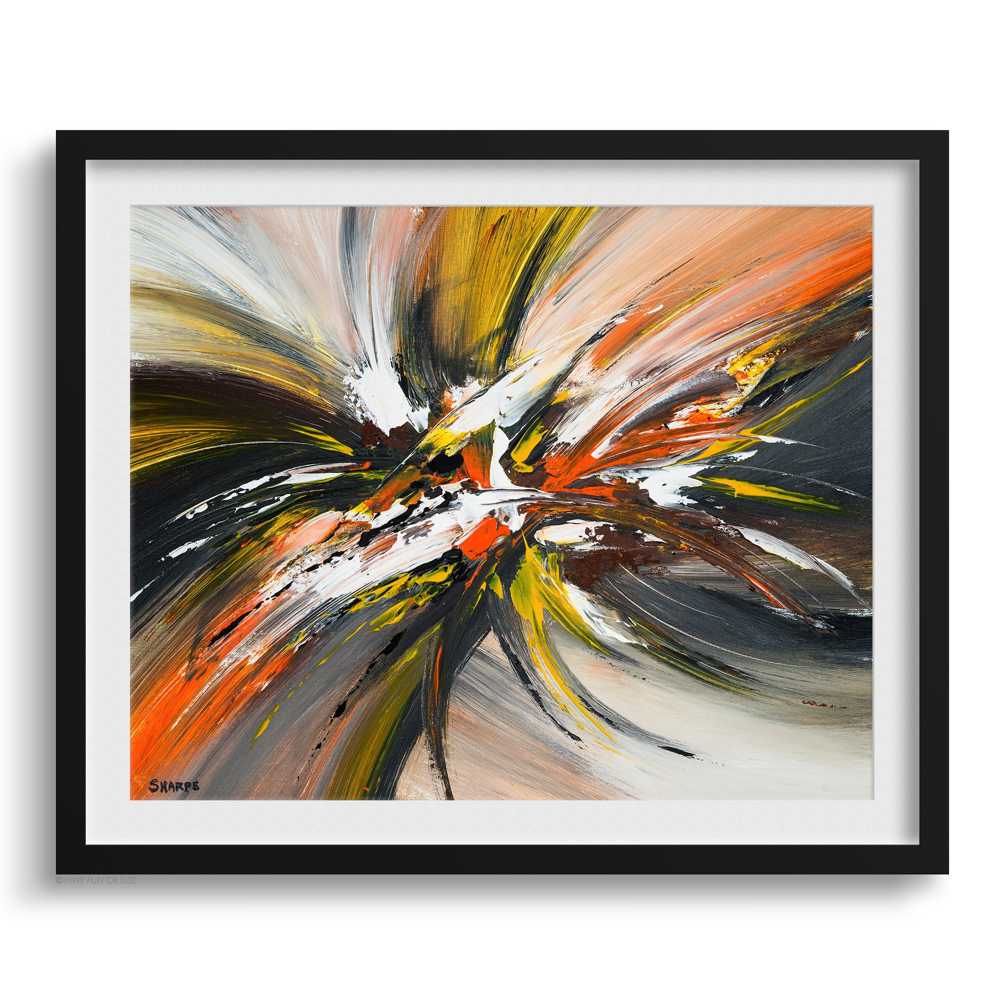 Doug Sharpe Firebird Abstract Art Print Black Frame