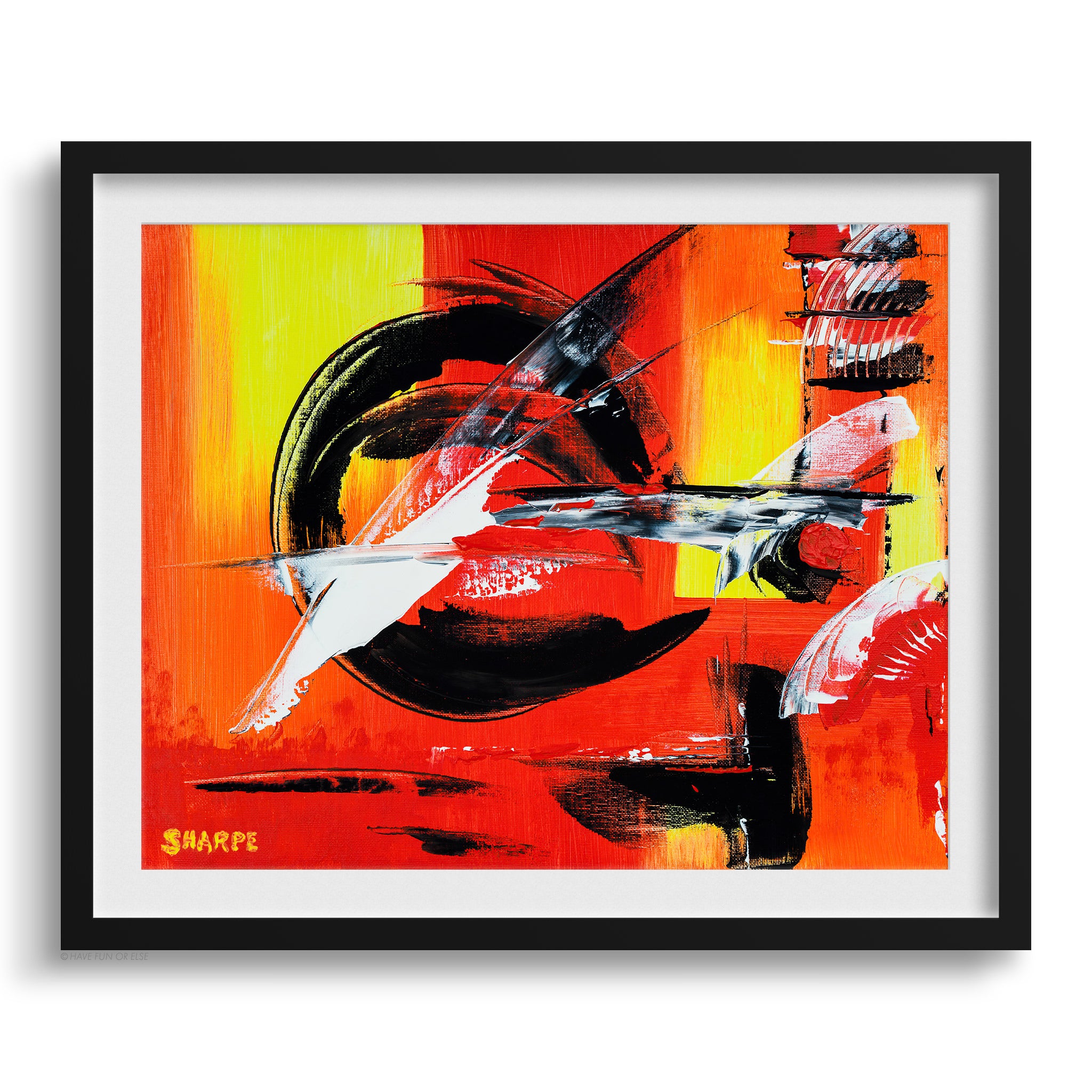 Doug Sharpe Kamikaze Abstract Art Print Black Frame