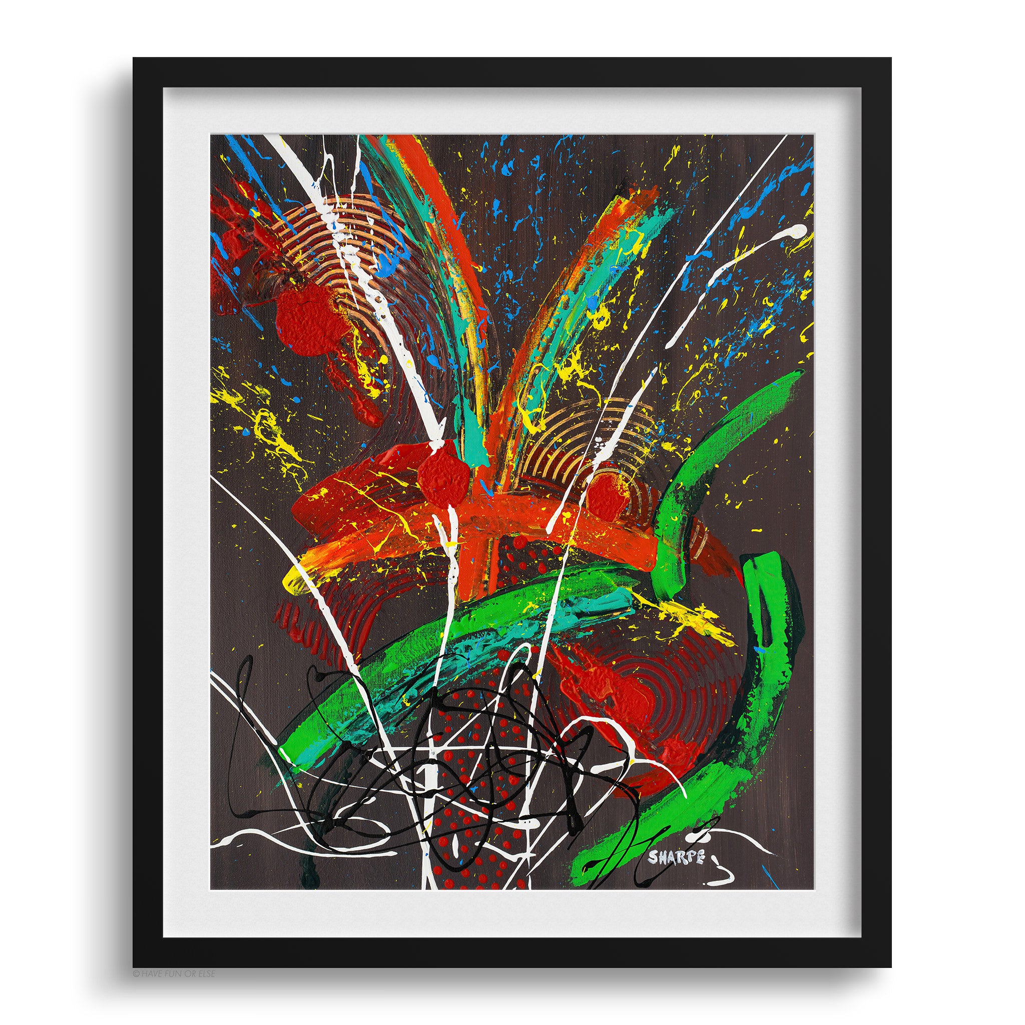 Doug Sharpe Party Animal Abstract Art Print Black Frame