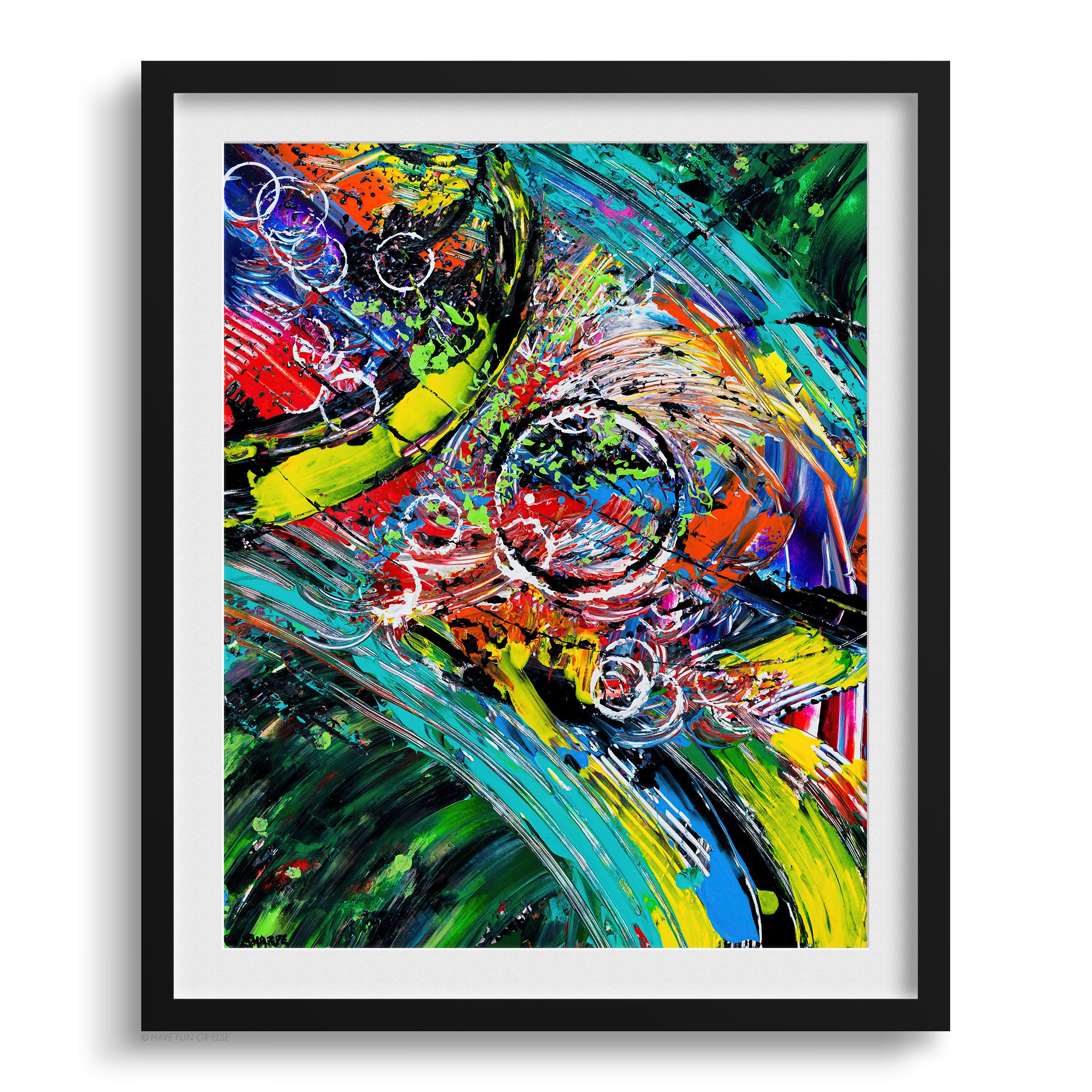 Doug Sharpe Rainbow Trout Abstract Art Print Black Frame