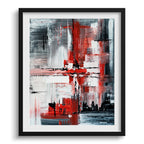 Doug Sharpe Red Black Abstract Art Print Black Frame
