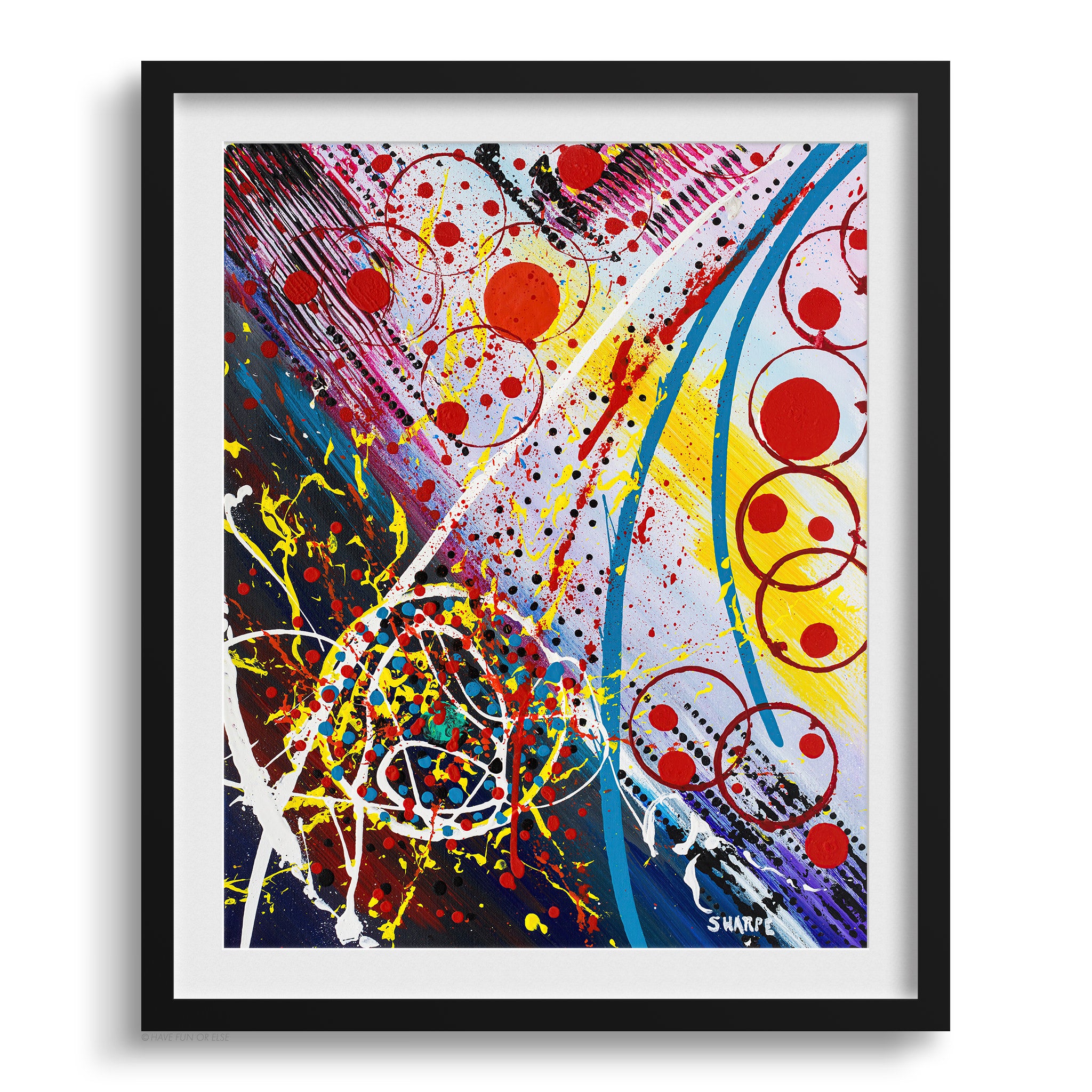 Doug Sharpe Redline Abstract Art Print Black Frame
