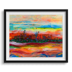 Framed abstract painting with vibrant colors