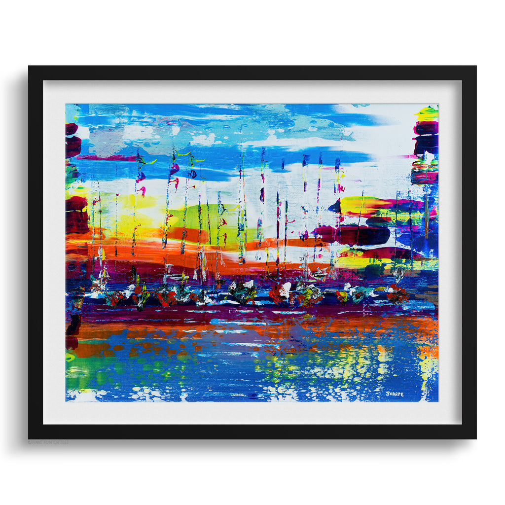Doug Sharpe Sailboats Abstract Art Print Black Frame