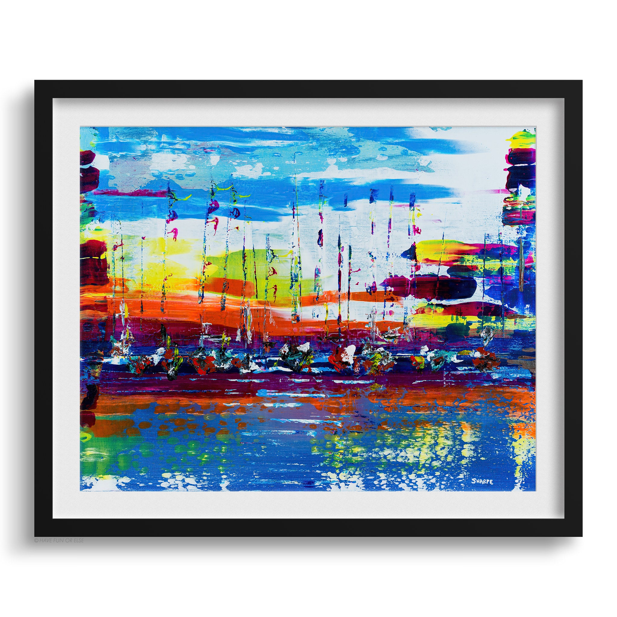 Doug Sharpe Sailboats Abstract Art Print Black Frame